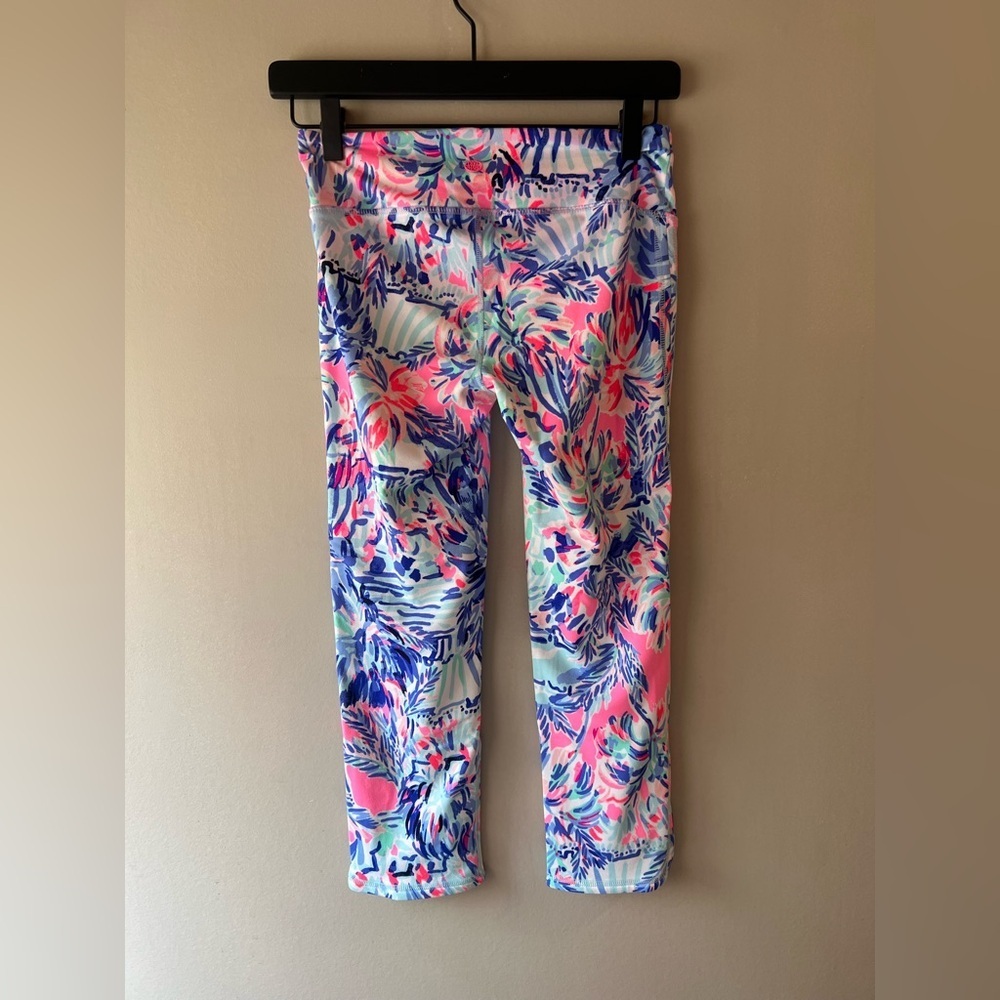 Lilly Pulitzer Pink, Blue & Mint Floral-Print Cropped Leggings - Picture 2 of 3